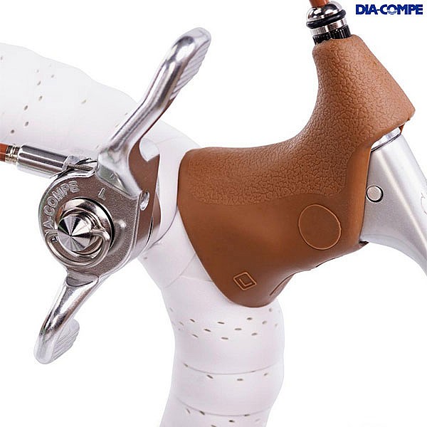 Paire De Manettes De Vitesse Dia-Compe ENE WING SHIFTER - Compatible 11 Vitesses Shimano/Campagnolo, Style Rétro Argenté