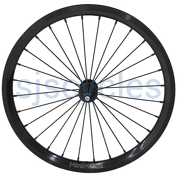 16 349 SJSC for Brompton Front Wheel 28h with Jtek Extra Light Hub MiniMODs Rim Black