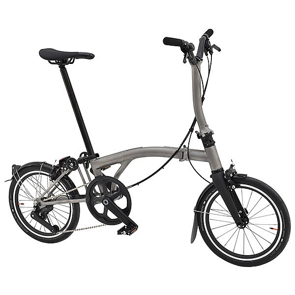 Brompton T Line Urban Mid Bar 4 Speed Folding Bike - Blasted Titanium
