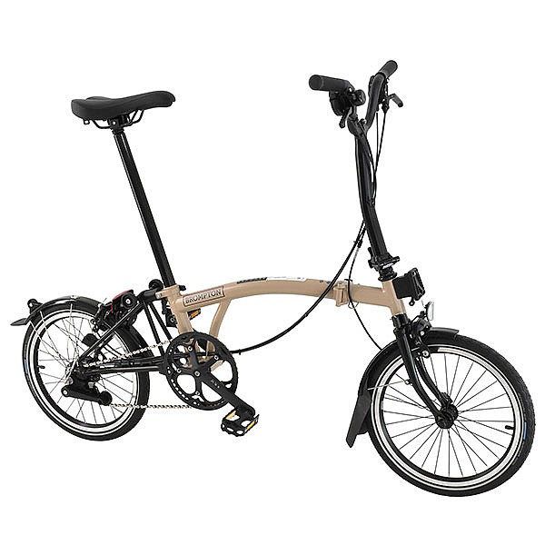 Brompton C Line Explore Mid Bar 6 Speed Folding Bike Dune Sand Black