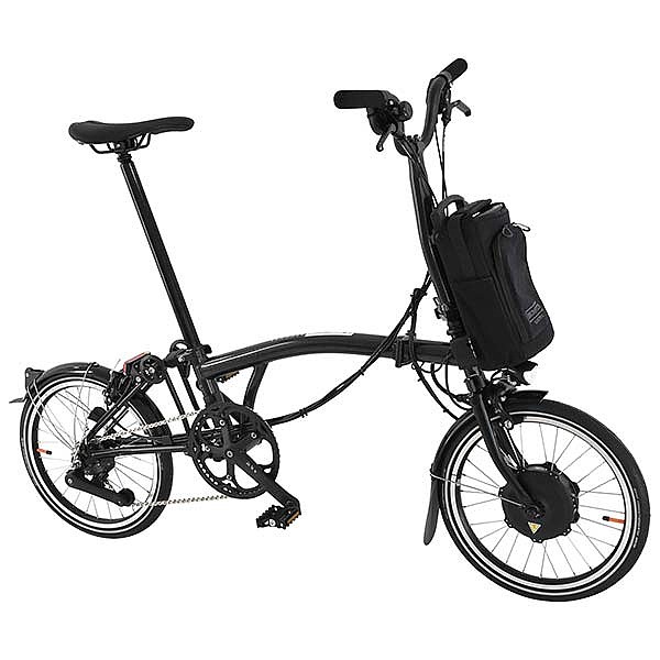 Brompton P Line Electric Explore Mid Bar 12 Speed Folding Bike - Midnight Black
