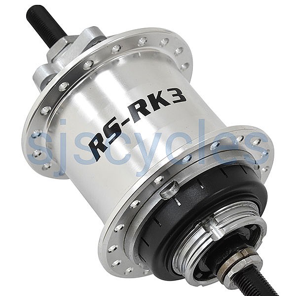 Moyeu Arrière Sturmey Archer RS-RK3 3 Vitesses - 32 Trous, Disque 6 Boulons - Argent - Neuf