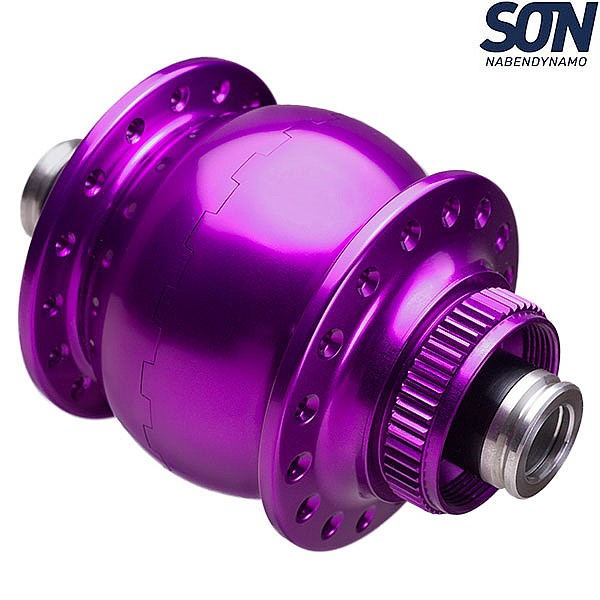 SON 28 12 Centre Lock Disc Dynamo Hub Purple 32H