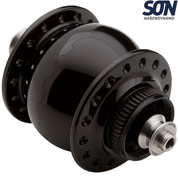 SON 28 6-Bolt Disc Dynamo Front Hub Black 32H