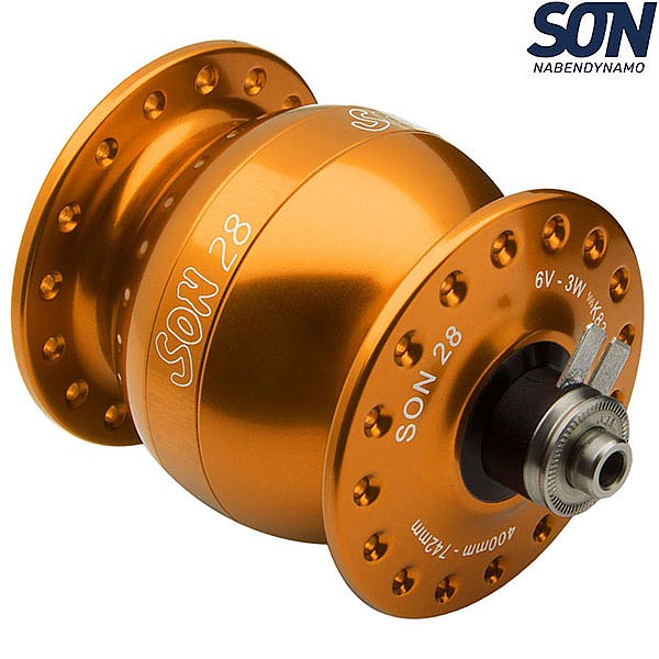 SON NABENDYNAMO SON28 36H ダイナモハブ SON 28 Dynamo Front Hub Orange 36H