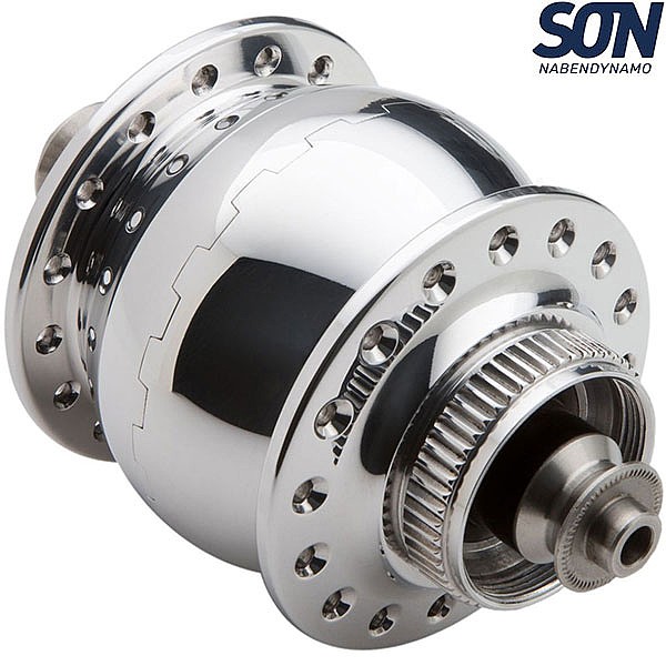 SON Nabendynamo 【delux】 32H SON delux Hub Dynamo - Centerlock - QR - 32 Holes - silver