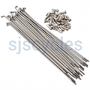Jtek 14g Stainless Plain Gauge Spokes & 12 mm Brass Nipples - Pack of 28