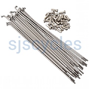 Jtek 14g Stainless Plain Gauge Spokes &amp; 12 mm Brass Nipples - Pack of 28