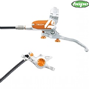 Hope Tech 4 X2 Post Mount Front Right Disc Brake - Silver / Orange - Caliper Lever &amp; Standard Hose