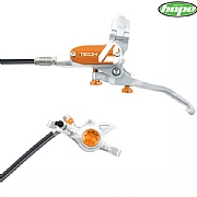 Hope Tech 4 X2 Post Mount Rear Left Disc Brake - Silver / Orange - Caliper Lever &amp; Standard Hose