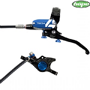 Hope Tech 4 X2 Post Mount Rear Left Disc Brake - Black / Blue - Caliper Lever &amp; Standard Hose